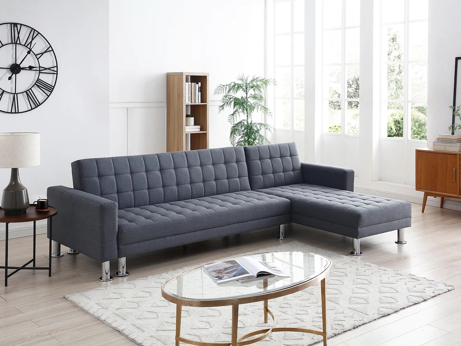 Ecksofa mit Schlaffunktion - Ecke wechselbar - Stoff - Grau WILLIS II