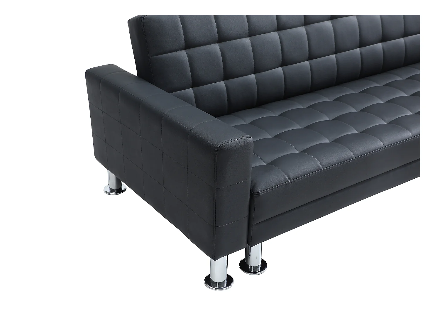 Sofá de canto convertível e reversível pele sintética preto - WILLIS II