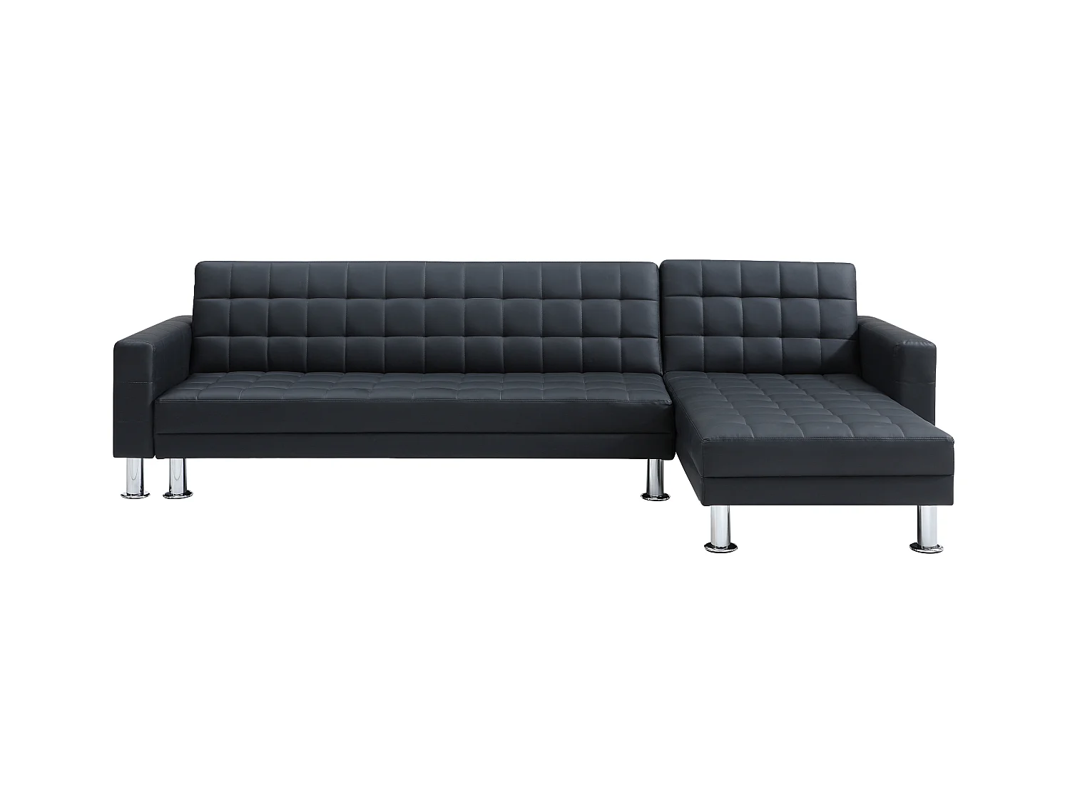 Canapé d'angle convertible et réversible en simili noir WILLIS II