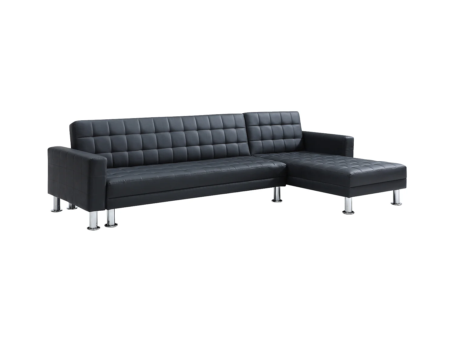 Canapé d'angle convertible et réversible en simili noir WILLIS II