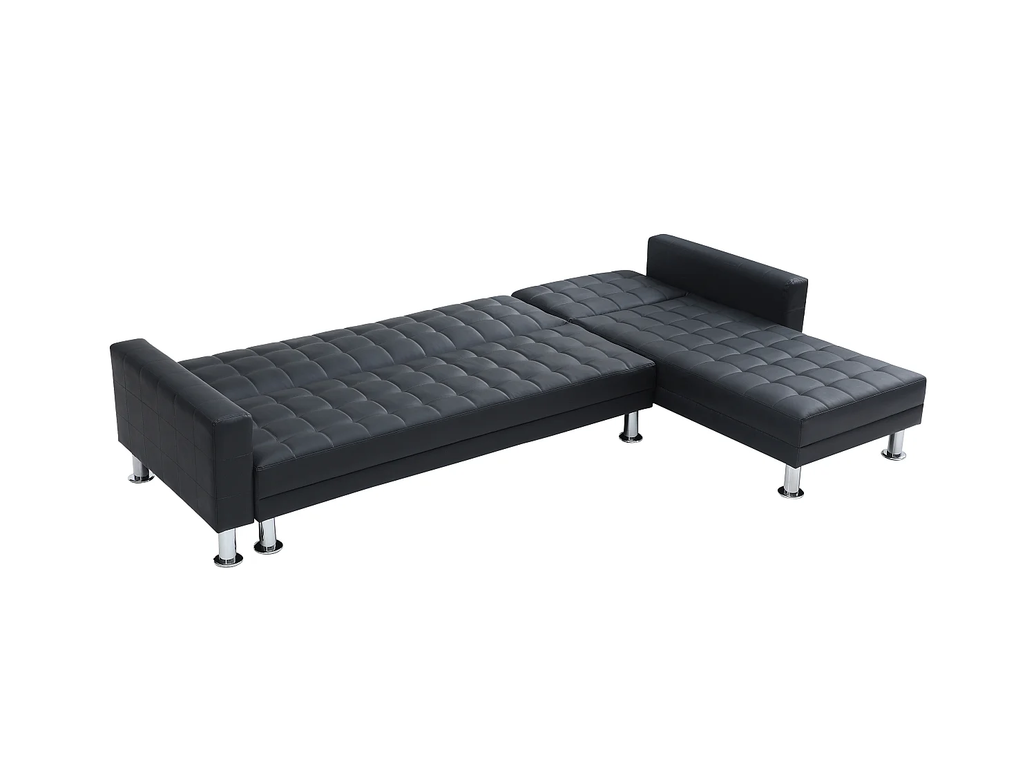 Canapé d'angle convertible et réversible en simili noir WILLIS II