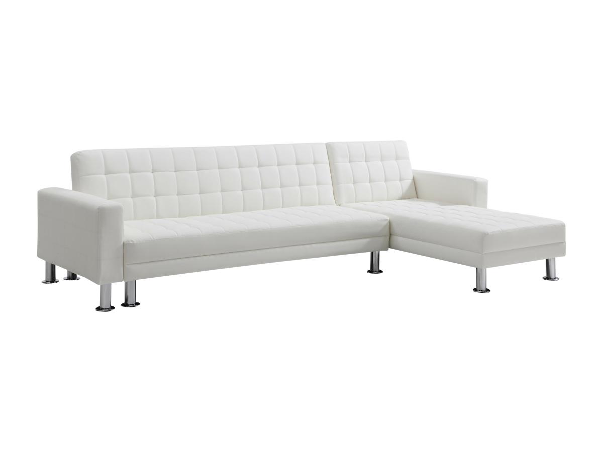 Ecksofa mit Schlaffunktion - Ecke wechselbar - Kunstleder - Weiß - WILLIS I günstig online kaufen