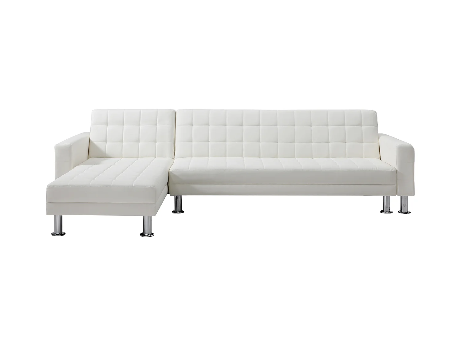 Kanapa narożna rozkładana dwustronna z białej ekoskóry - WILLIS II