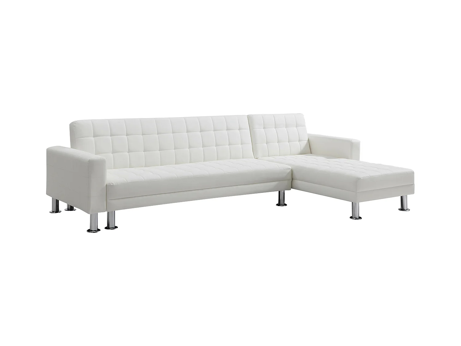 Kanapa narożna rozkładana dwustronna z białej ekoskóry - WILLIS II