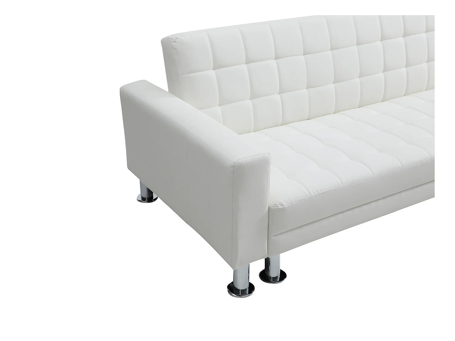 Kanapa narożna rozkładana dwustronna z białej ekoskóry - WILLIS II