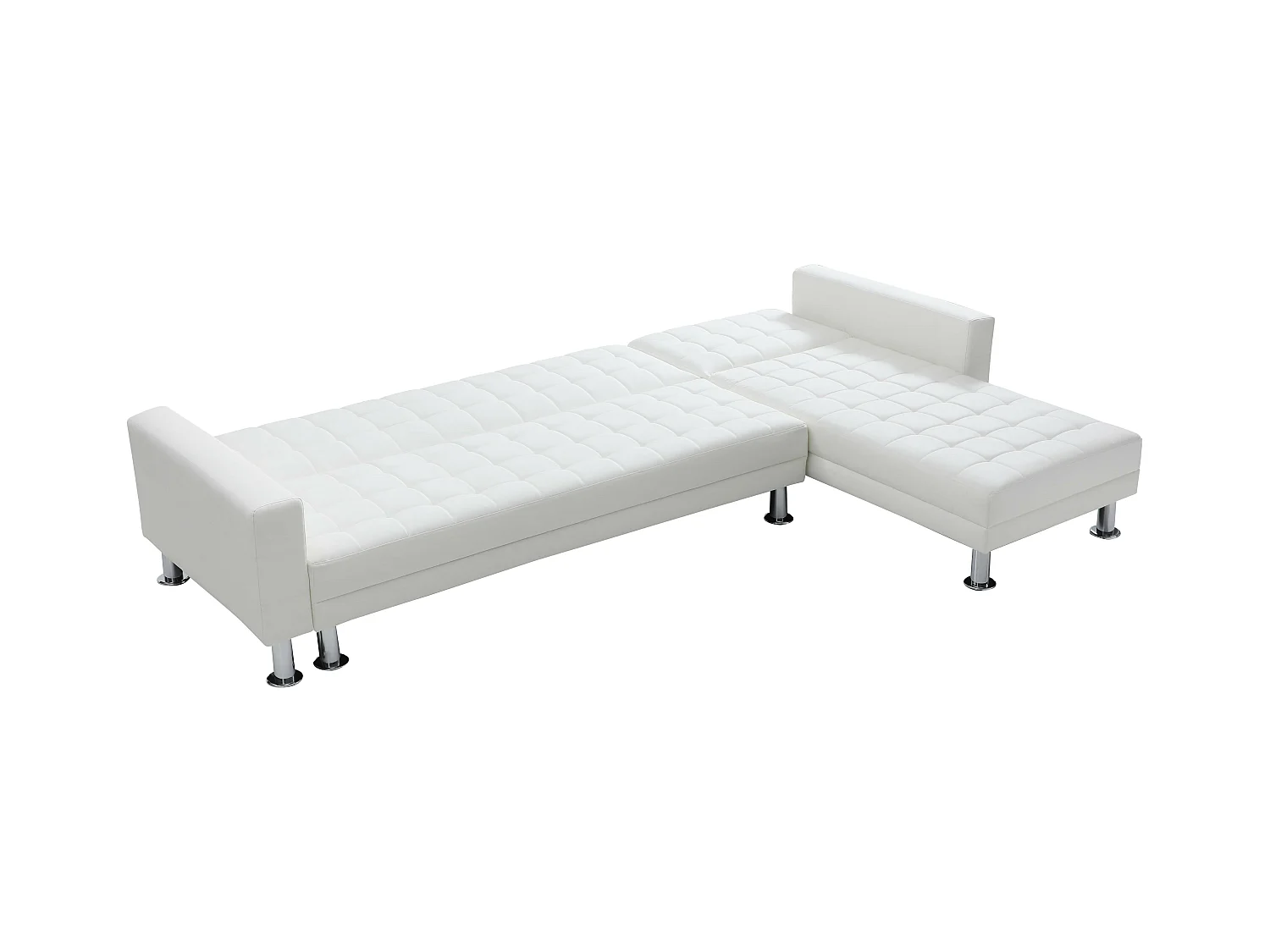 Kanapa narożna rozkładana dwustronna z białej ekoskóry - WILLIS II