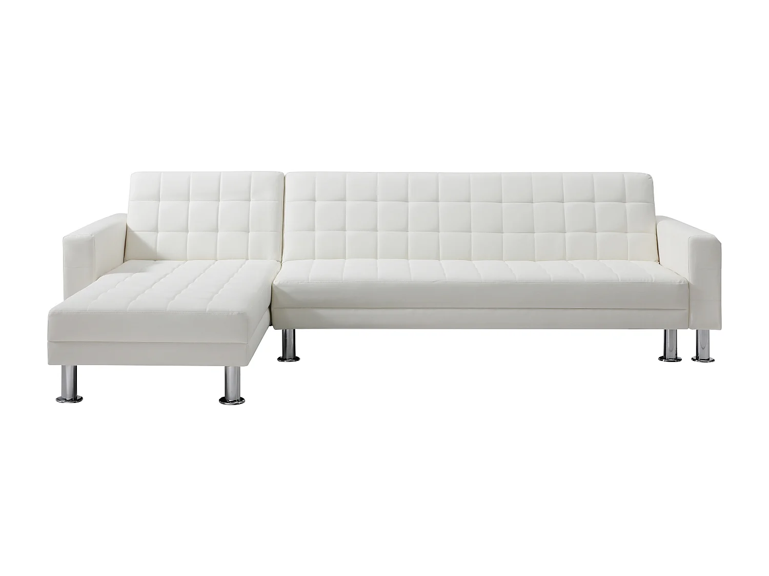 Ecksofa mit Schlaffunktion - Ecke wechselbar - Kunstleder - Weiß - WILLIS II