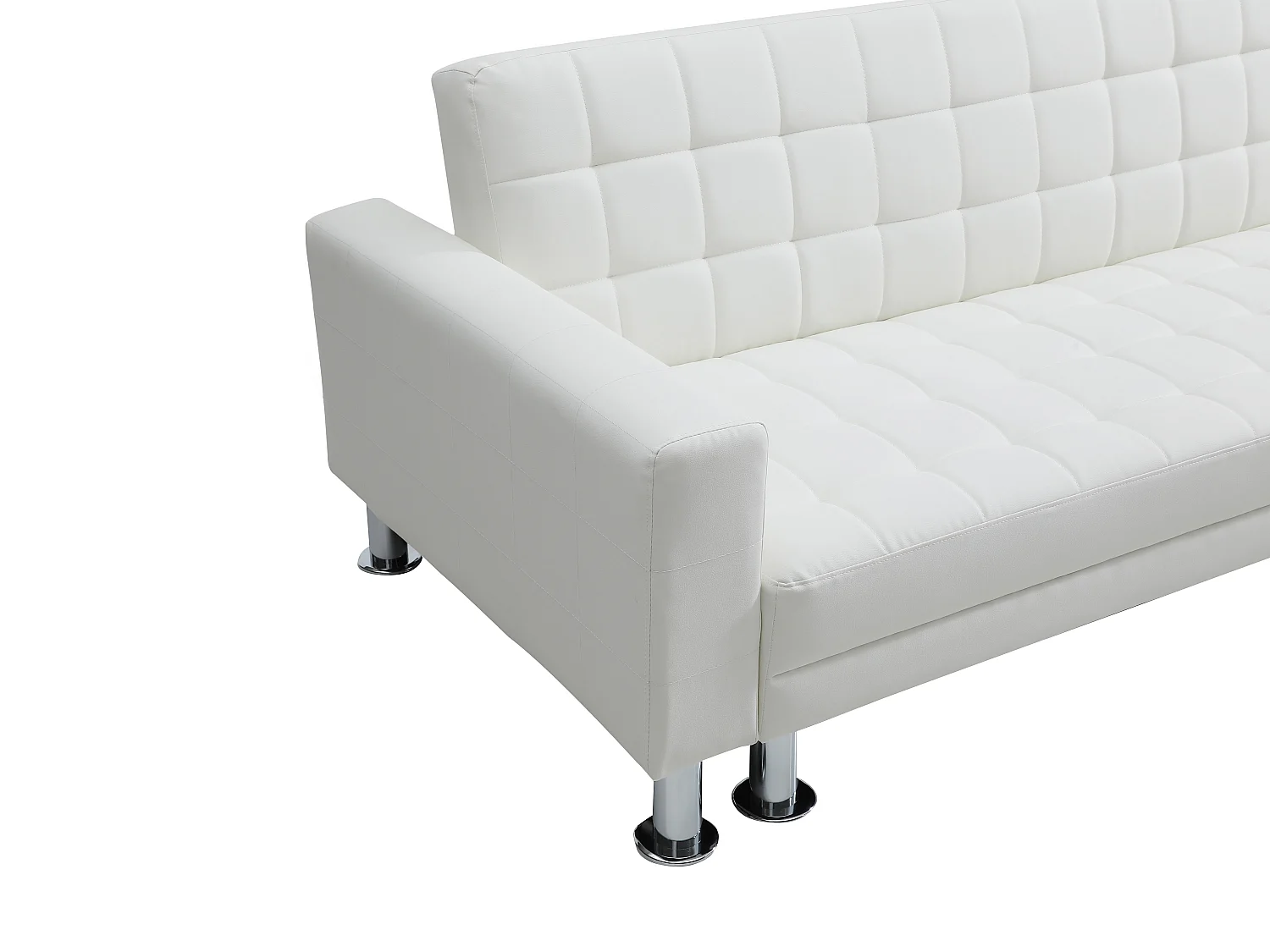 Ecksofa mit Schlaffunktion - Ecke wechselbar - Kunstleder - Weiß - WILLIS II