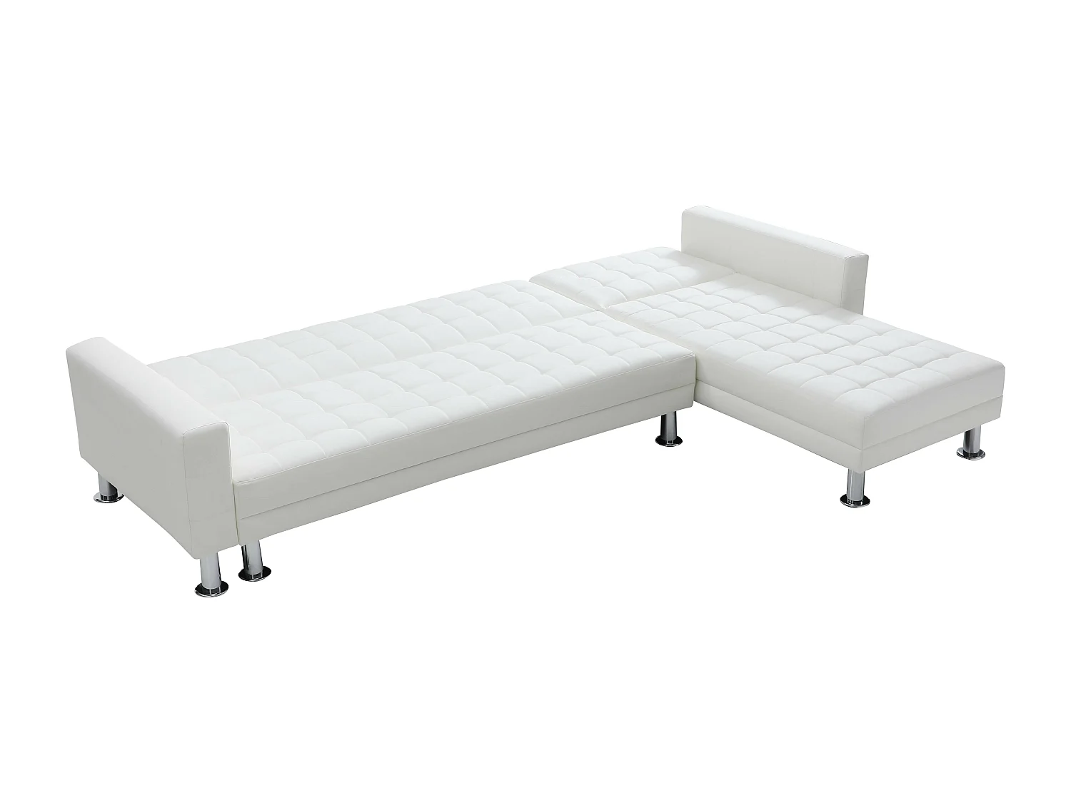 Ecksofa mit Schlaffunktion - Ecke wechselbar - Kunstleder - Weiß - WILLIS II