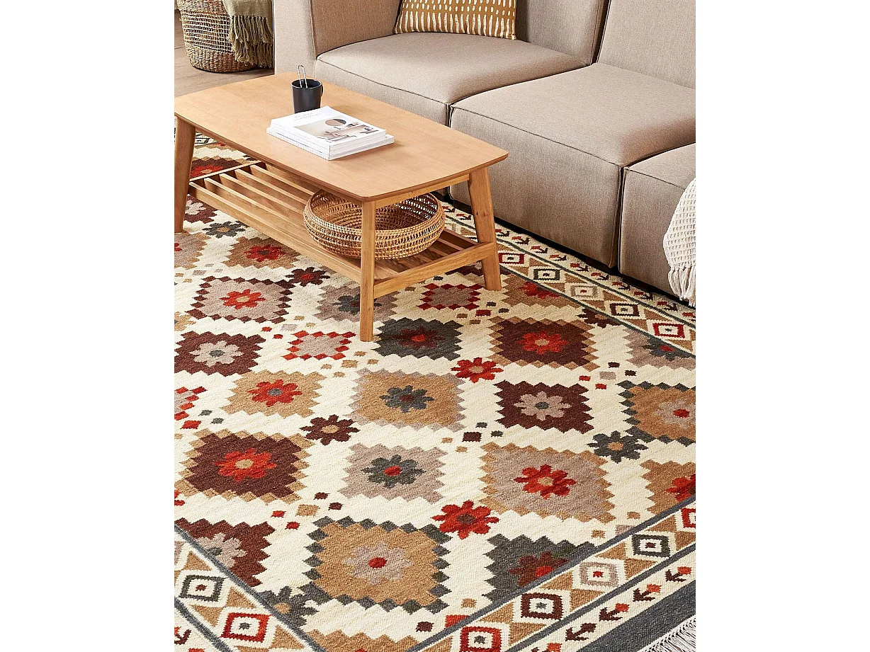 Vloerkleed kelim meerkleurig 200 x 300 cm GHUKASAVAN