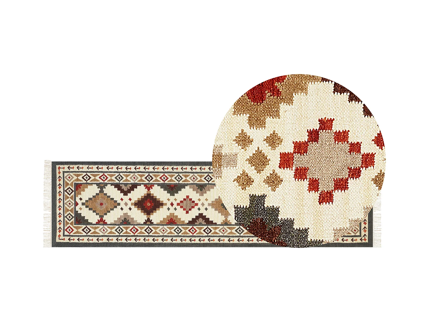 Vloerkleed kelim meerkleurig 80 x 300 cm GHUKASAVAN