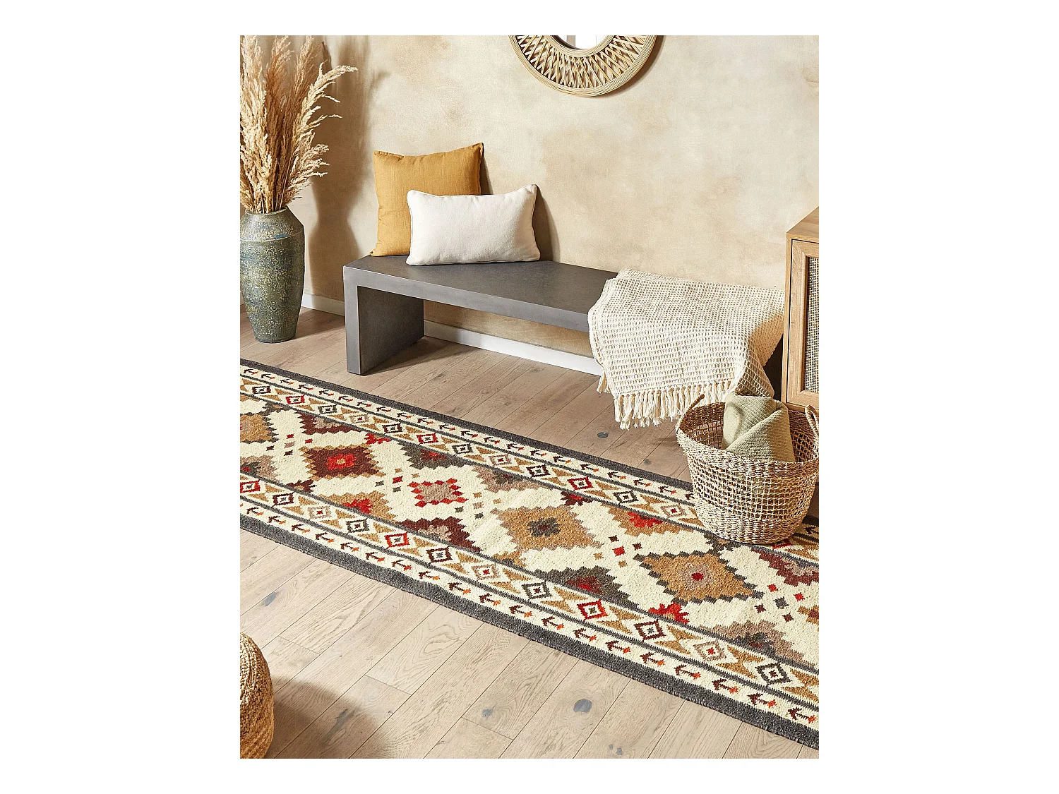 Vloerkleed kelim meerkleurig 80 x 300 cm GHUKASAVAN