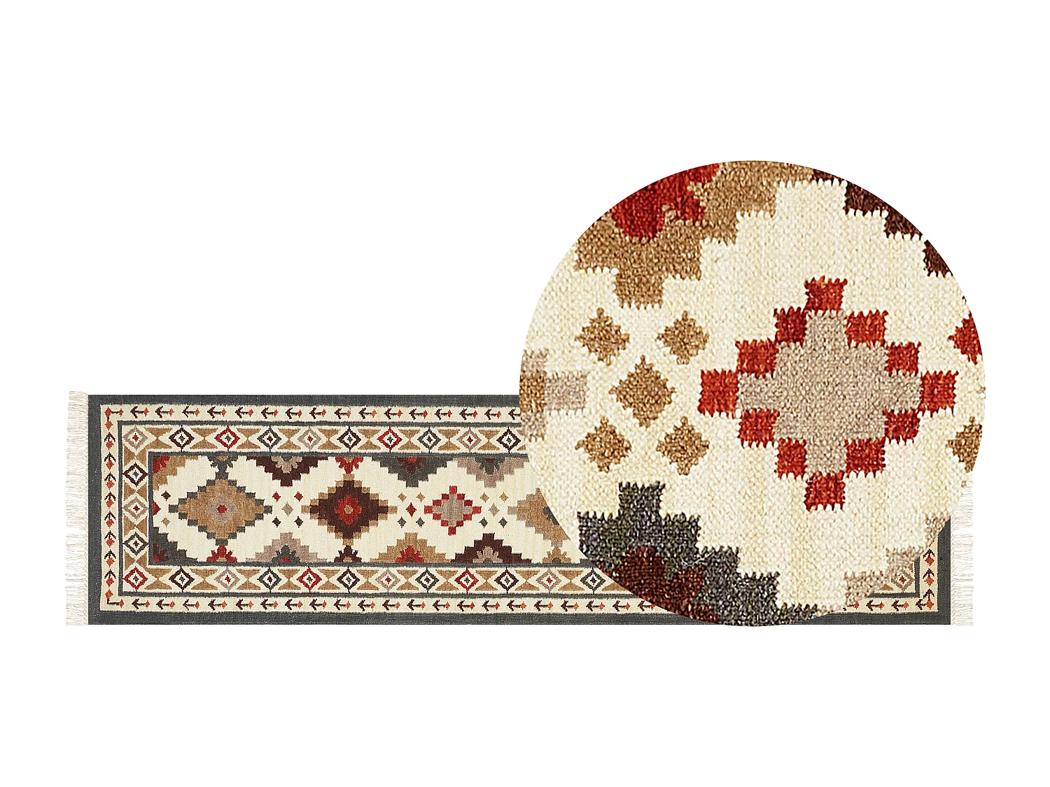 Vloerkleed kelim meerkleurig 80 x 300 cm GHUKASAVAN