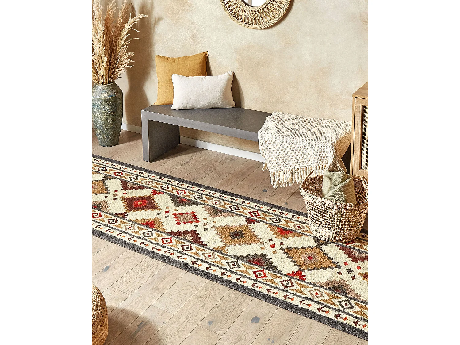 Vloerkleed kelim meerkleurig 80 x 300 cm GHUKASAVAN
