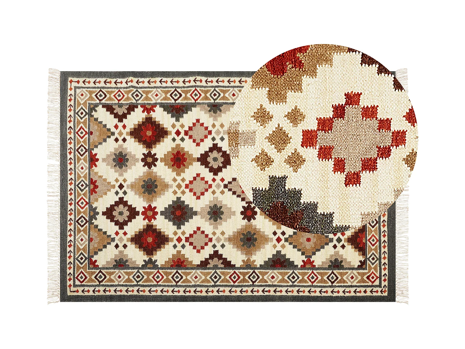 Vloerkleed kelim meerkleurig 140 x 200 cm GHUKASAVAN