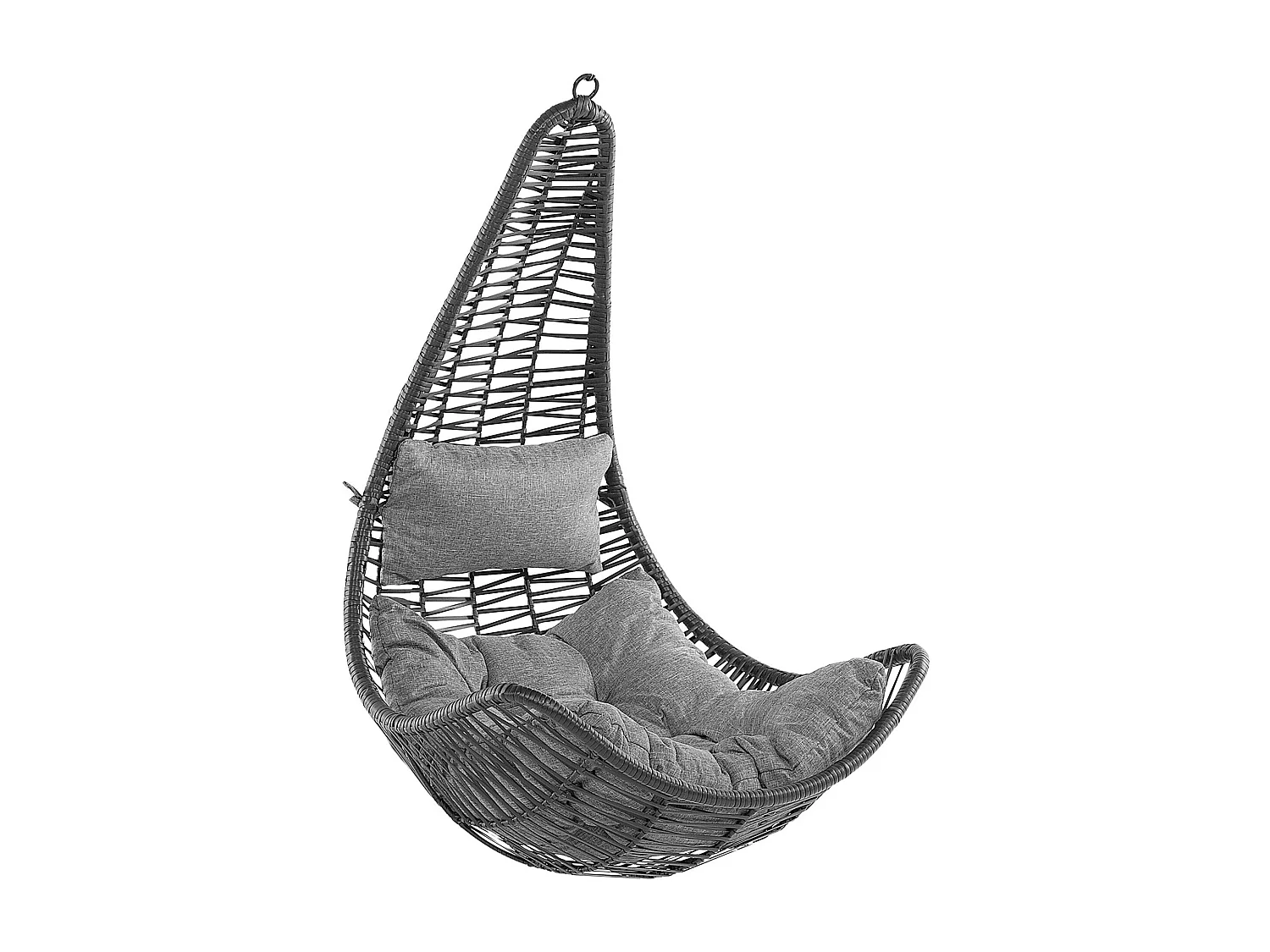 Bequemer Hängekorb in Schwarz Rattan inkl. Sitz- und Kopfkissen Boho Stil Atri II