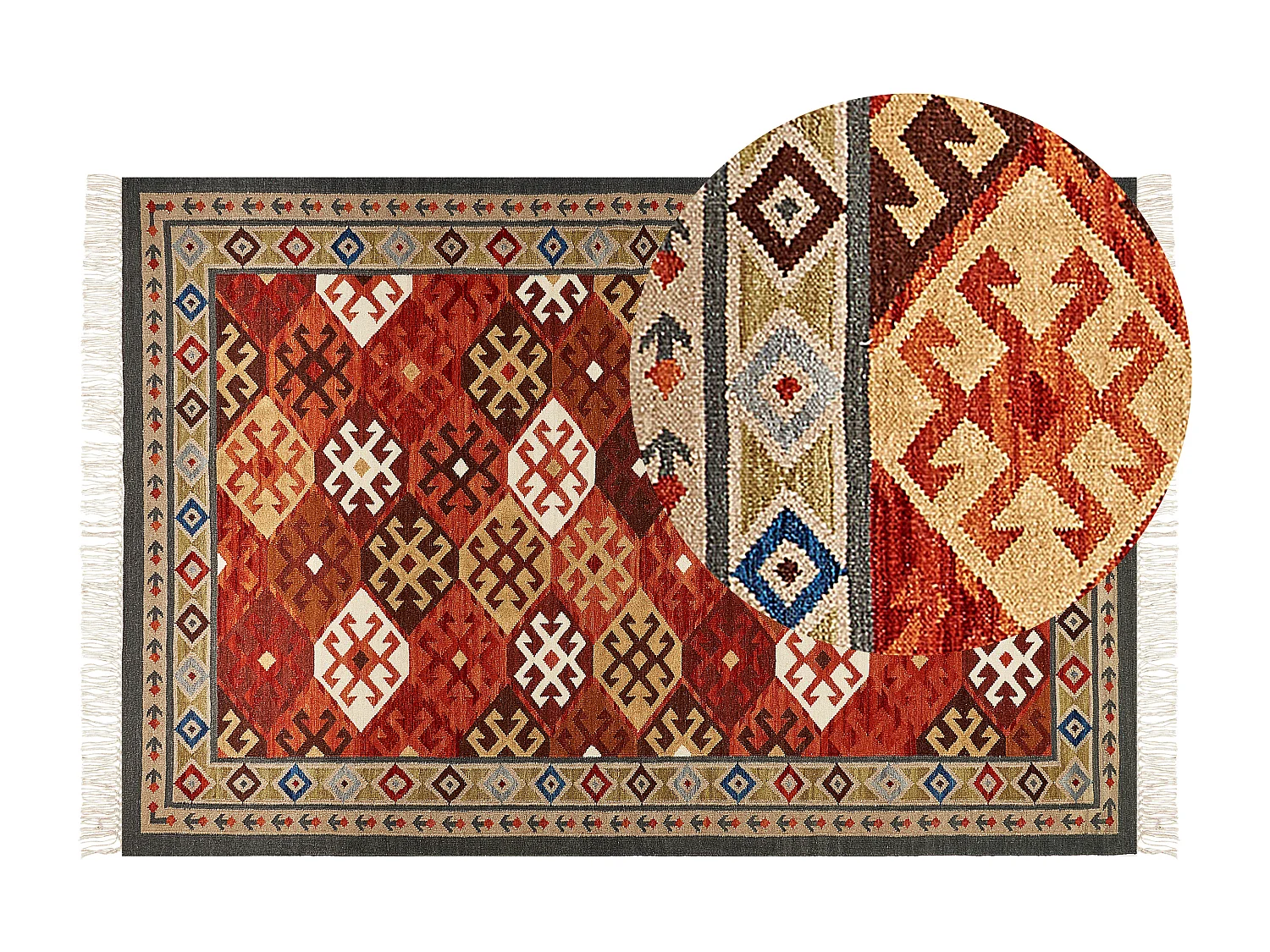 Dywan wełniany kilim 200 x 300 cm wielokolorowy URTSADZOR