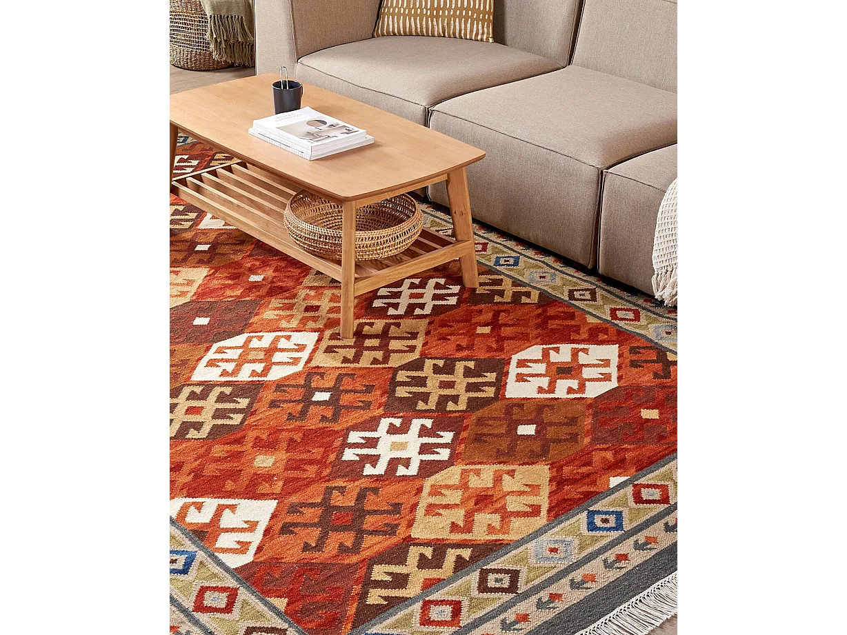 Dywan wełniany kilim 200 x 300 cm wielokolorowy URTSADZOR