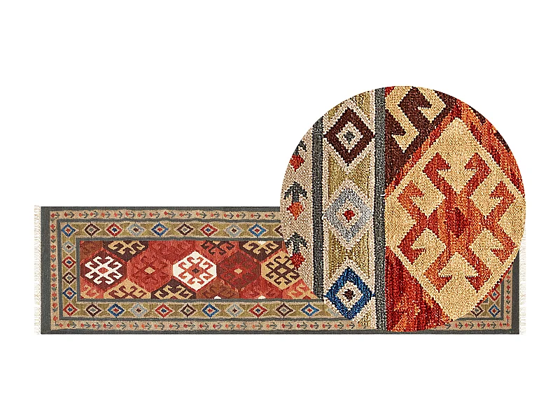 Dywan wełniany kilim 80 x 300 cm wielokolorowy URTSADZOR