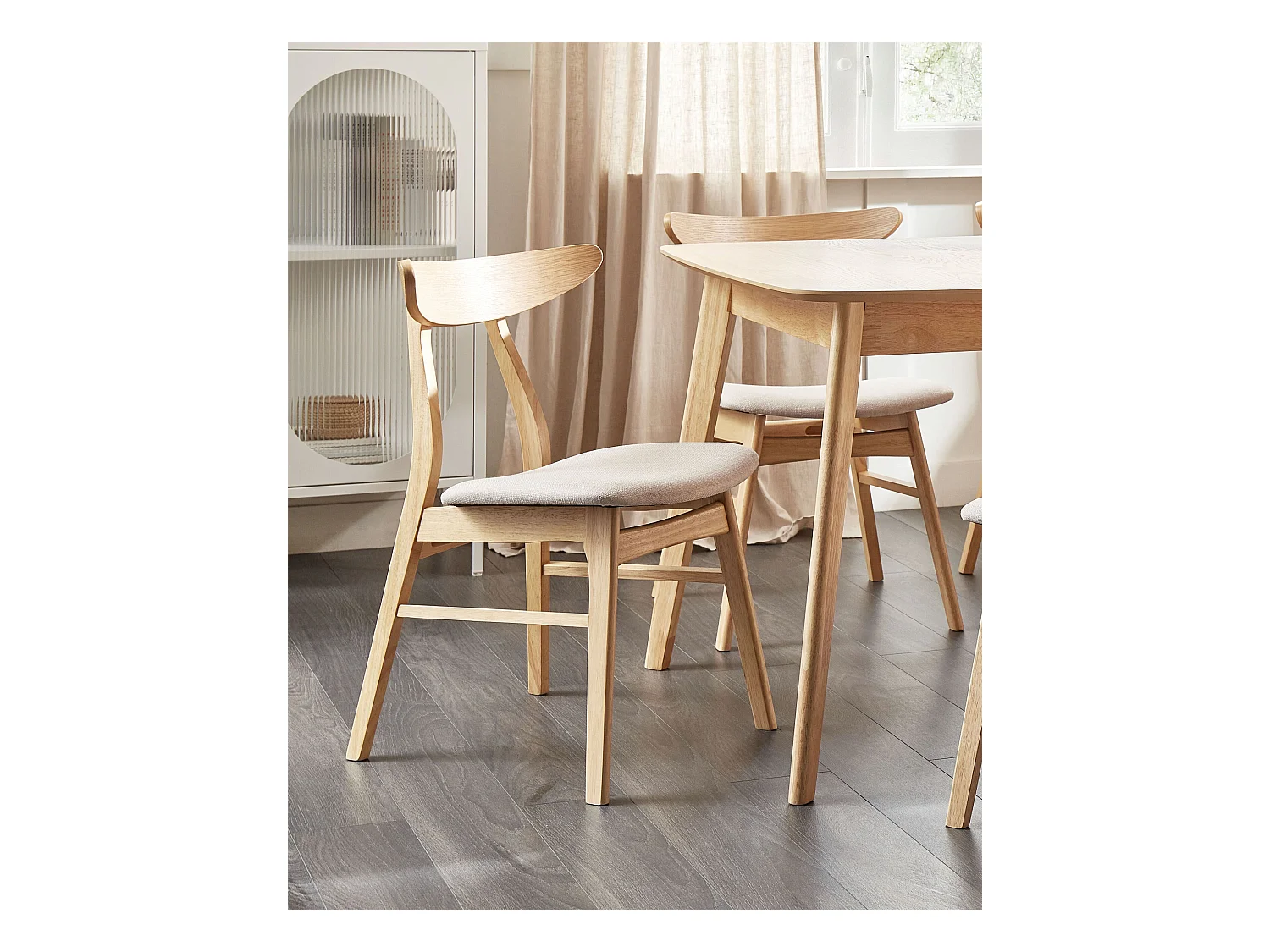 Lot de 2 chaises de salle à manger LYNN Bois Marron clair/beige