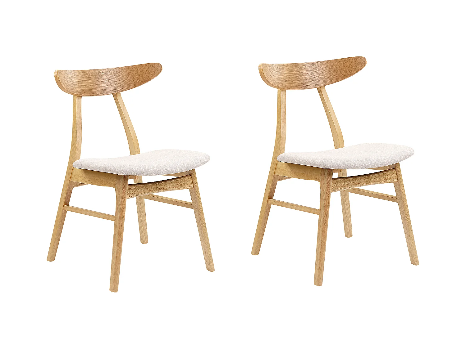 Lot de 2 chaises de salle à manger LYNN Bois Marron clair/beige