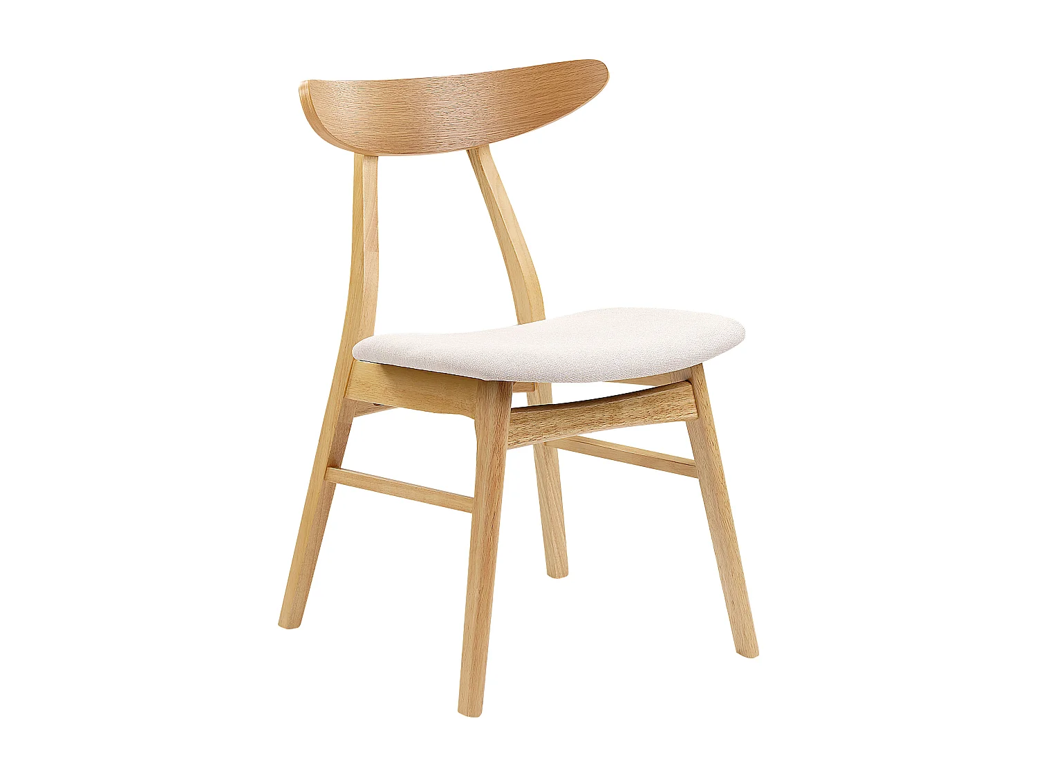 Esszimmerstuhl 2er Set heller Holzfarbton mit Polsterung beige Skandi Retro Lynn