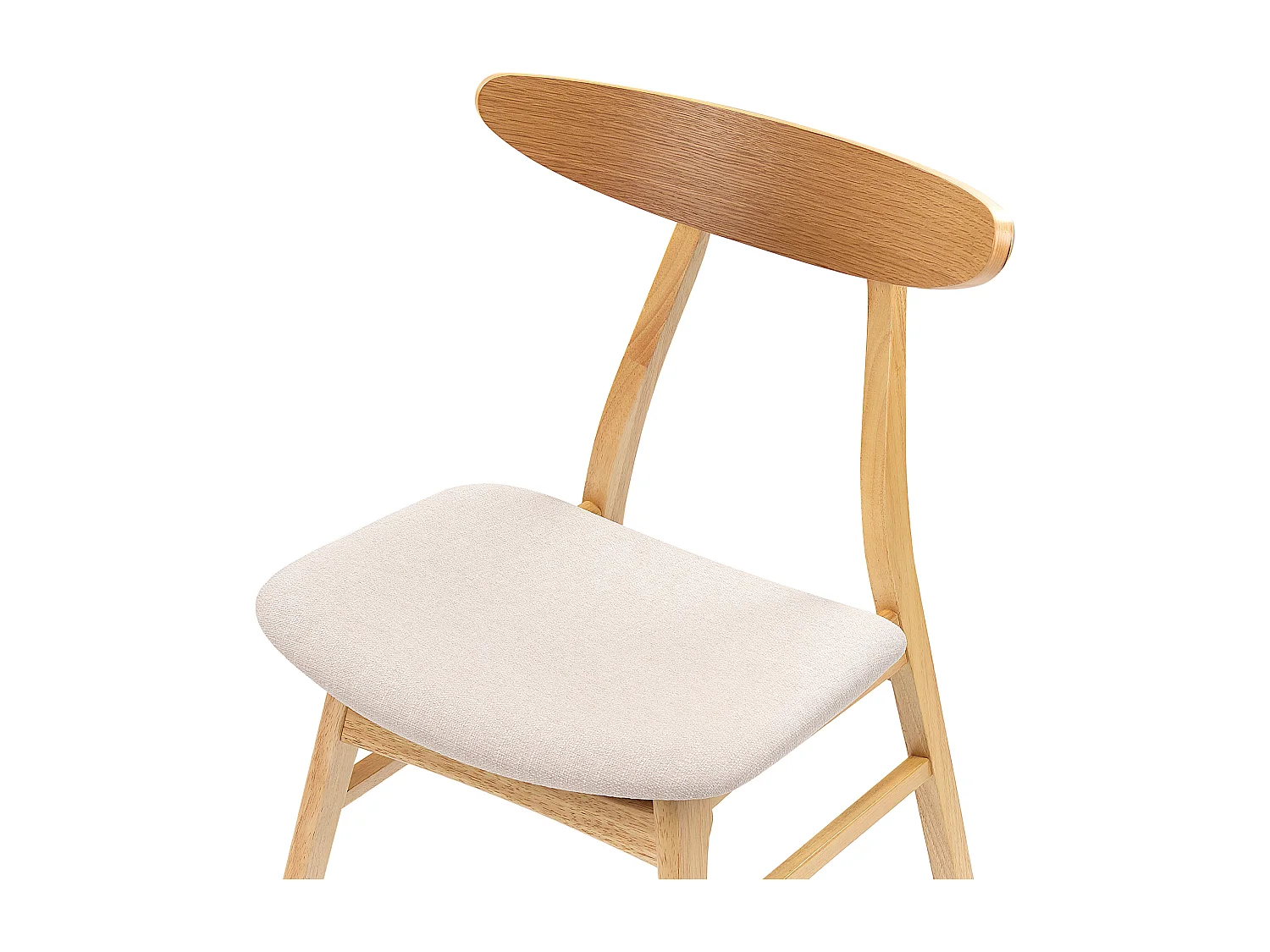 Esszimmerstuhl 2er Set heller Holzfarbton mit Polsterung beige Skandi Retro Lynn