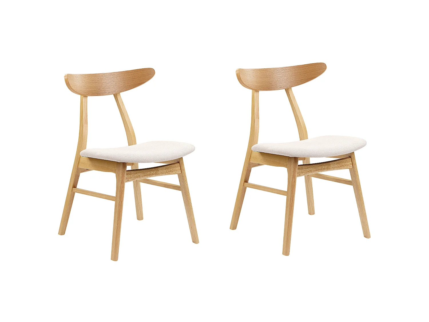 Set of 2 Dining Chairs LYNN Wood Light Brown/ Beige
