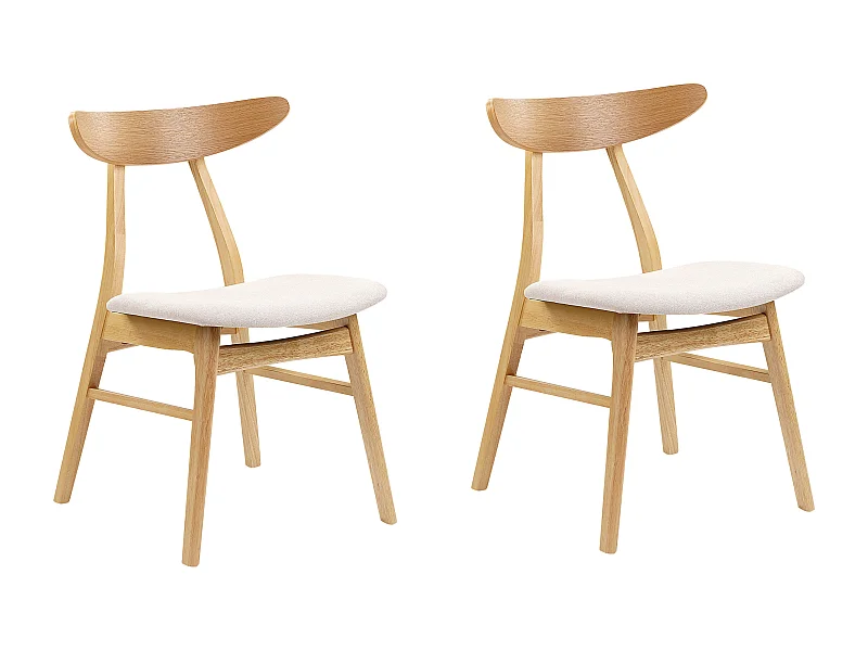 Lot de 2 chaises de salle à manger LYNN Bois Marron clair/beige