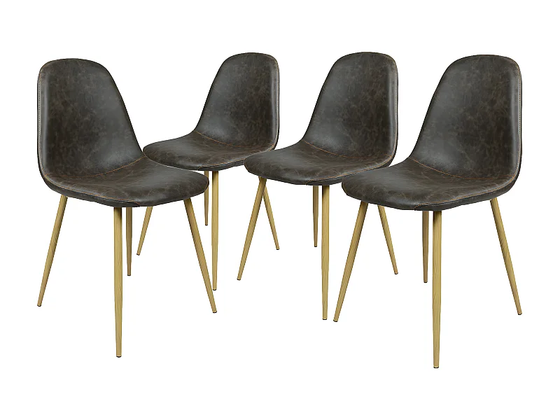 URBAN MEUBLE Lot de 4 Chaises à Manger Scandinaves Vintage Marron PU 44*53*86cm