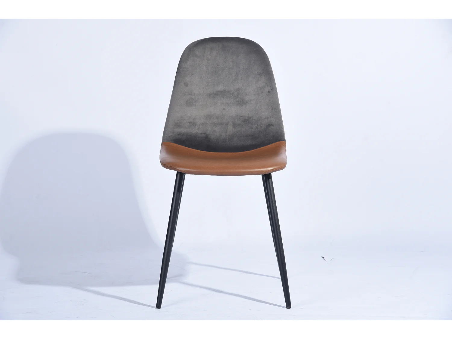 URBAN MEUBLE  Lot de 2 chaise salle à manger scandinave vintage marron semi-cuir velours gris