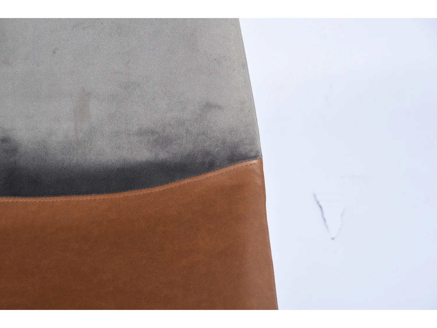 URBAN MEUBLE  Lot de 2 chaise salle à manger scandinave vintage marron semi-cuir velours gris