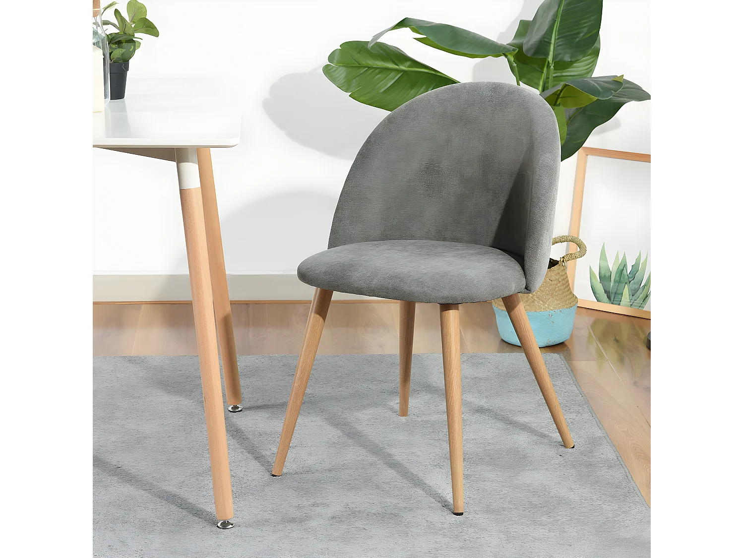 URBAN MEUBLE Scandinave Salle À Manger Salon Chaises Gris Tissu Siège, Rembourré, Pieds En Bois avec Dossier 47*55.5*78cm