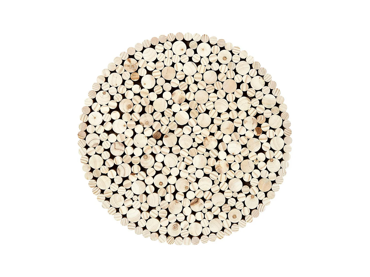 FREJ - Table Basse Ronde avec Plateau en Rondins de Bois