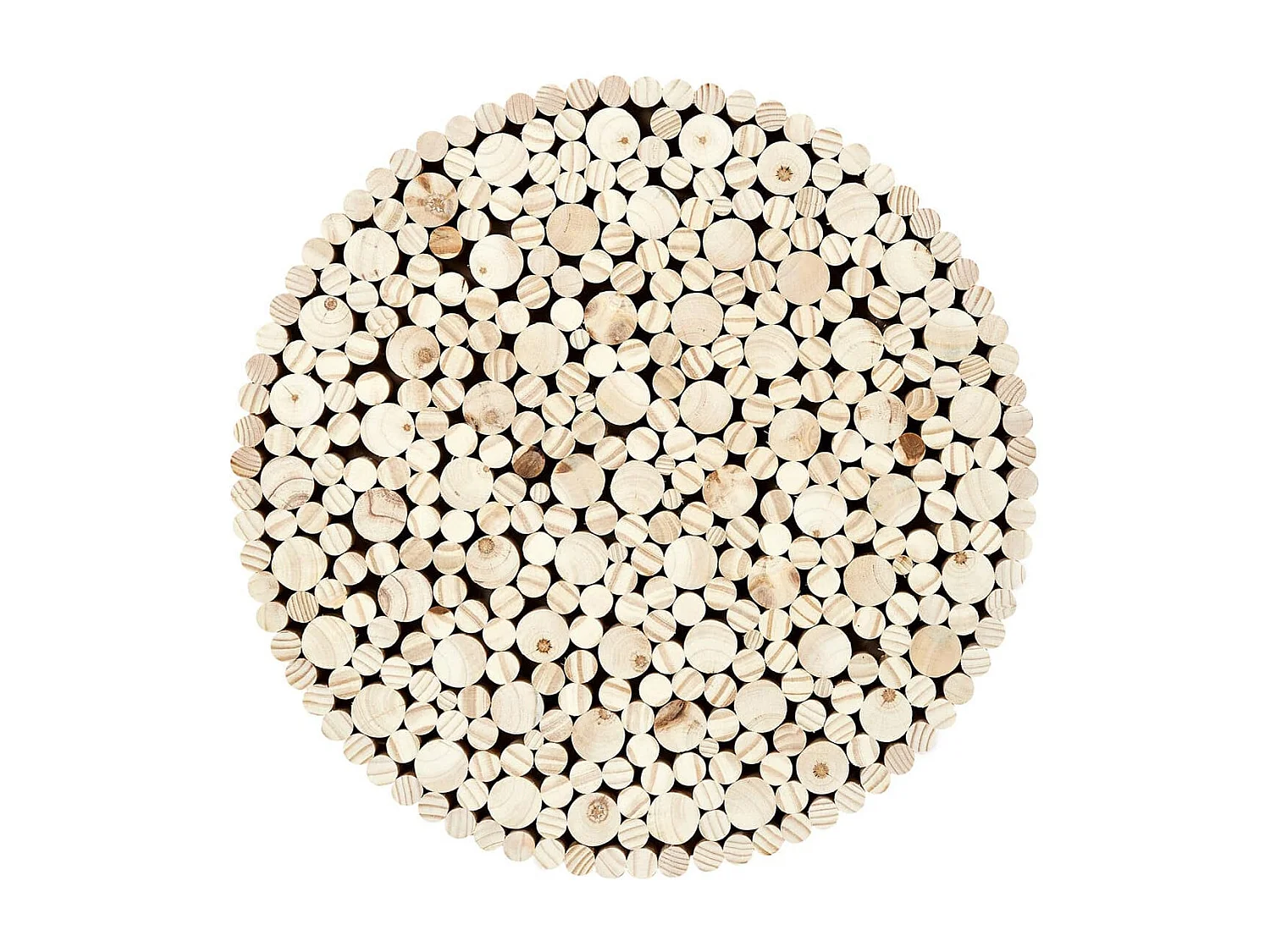FREJ - Table Basse Ronde avec Plateau en Rondins de Bois