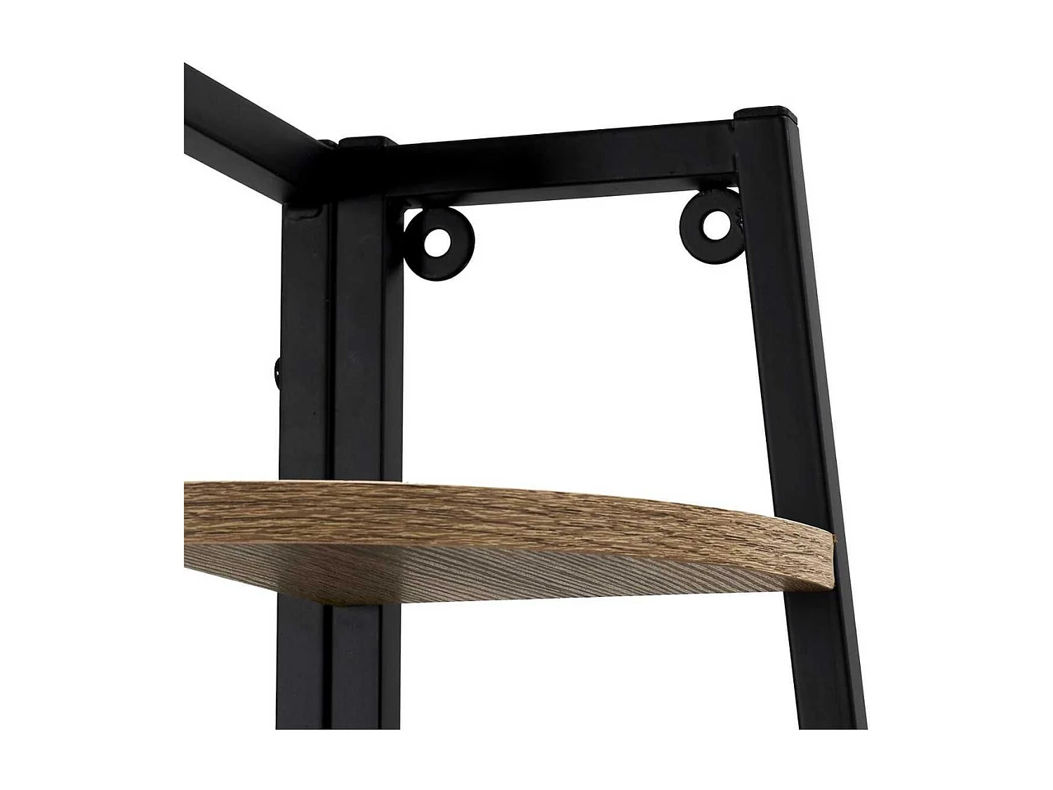 DANGA - Etagère d'Angle Métal Noir Plateau Imitation Bois