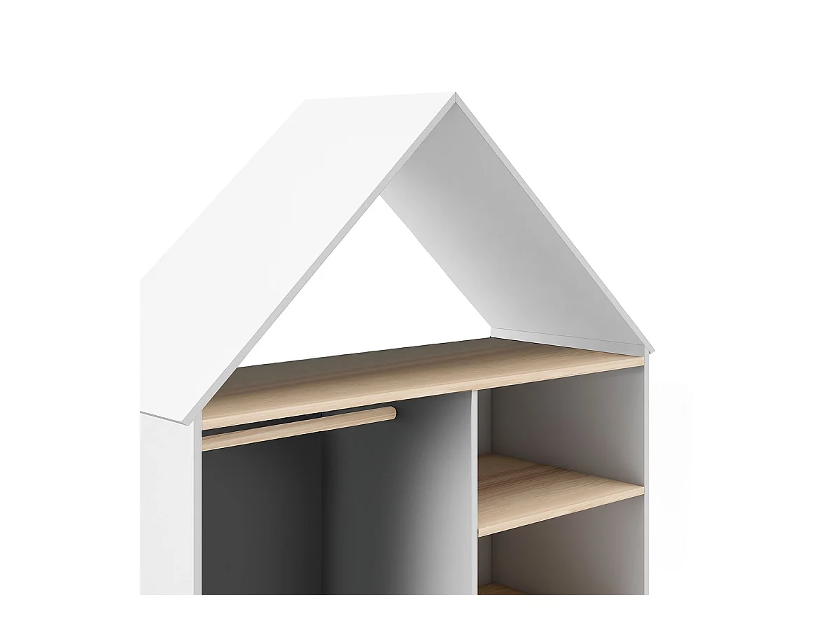 KAINA - Dressing Cabane Enfant MDF et Pin Coloris Blanc et Naturel