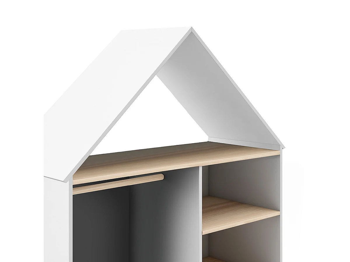 KAINA - Dressing Cabane Enfant MDF et Pin Coloris Blanc et Naturel