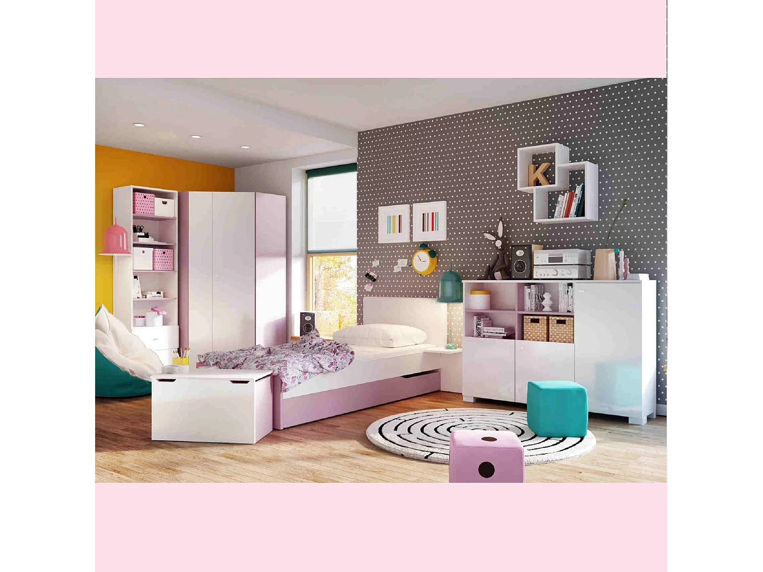 Bibliothèque basse GIRLY 100cm blanc