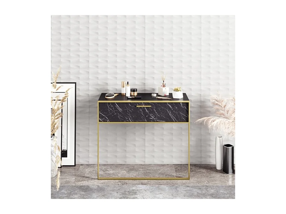 Console POLKA noir et doré 90 cm