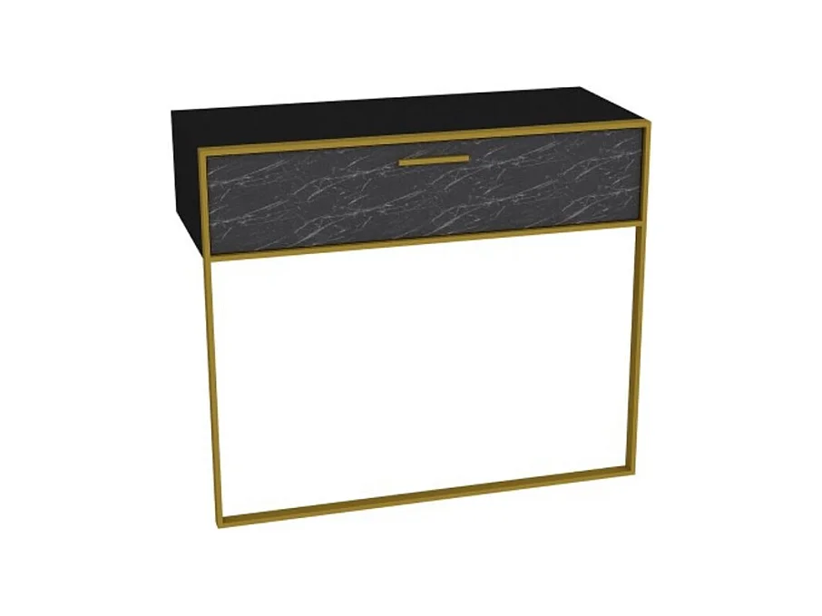 Console POLKA noir et doré 90 cm