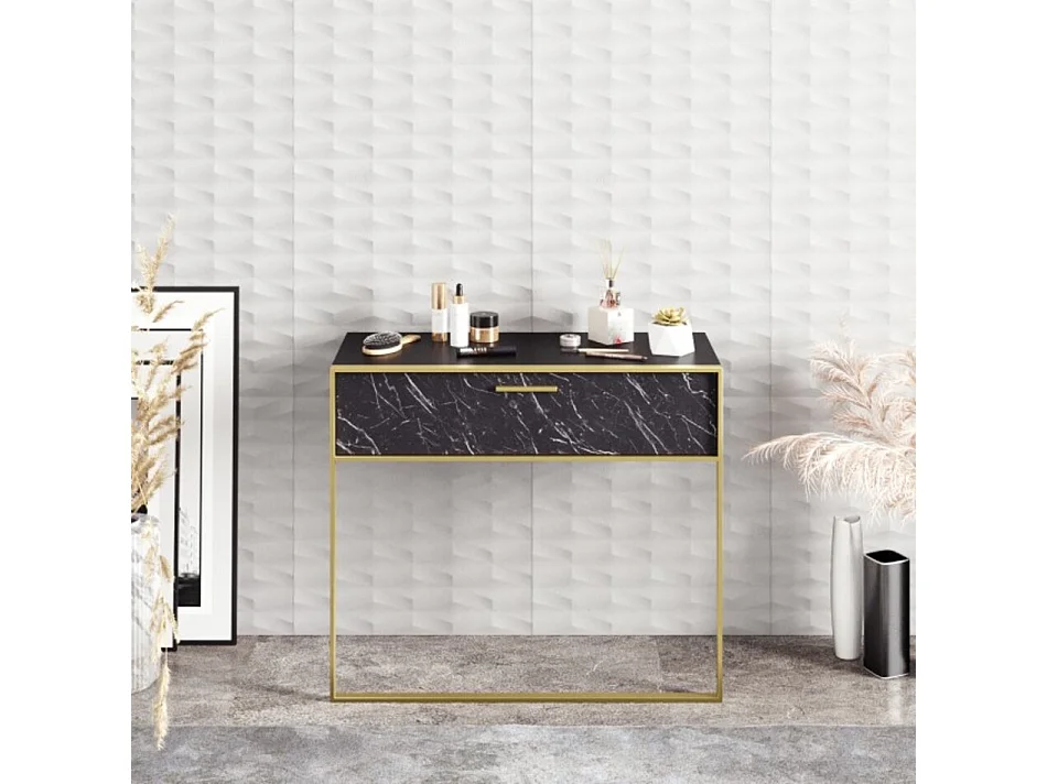 Console POLKA noir et doré 90 cm