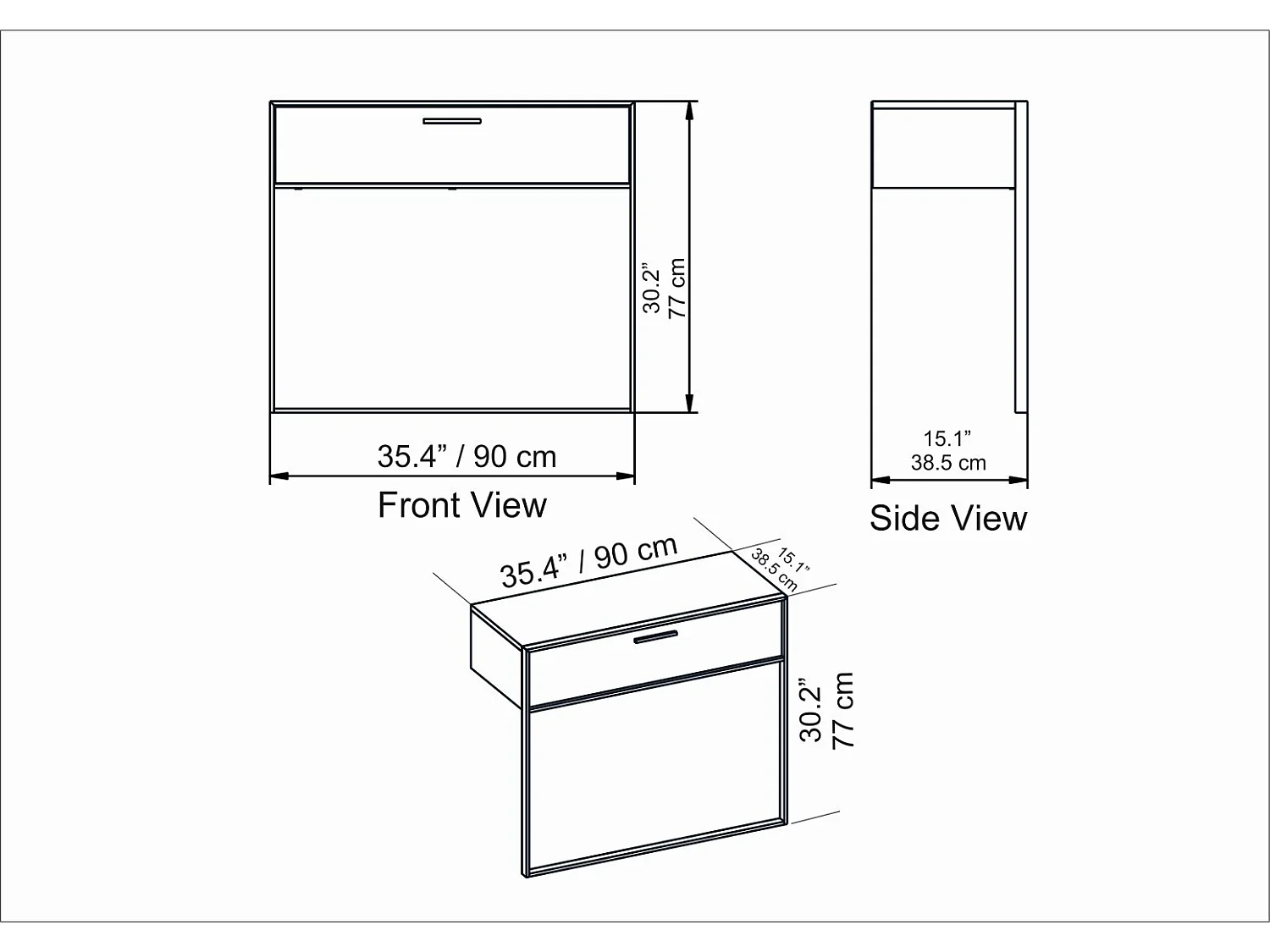 Console POLKA noir et doré 90 cm