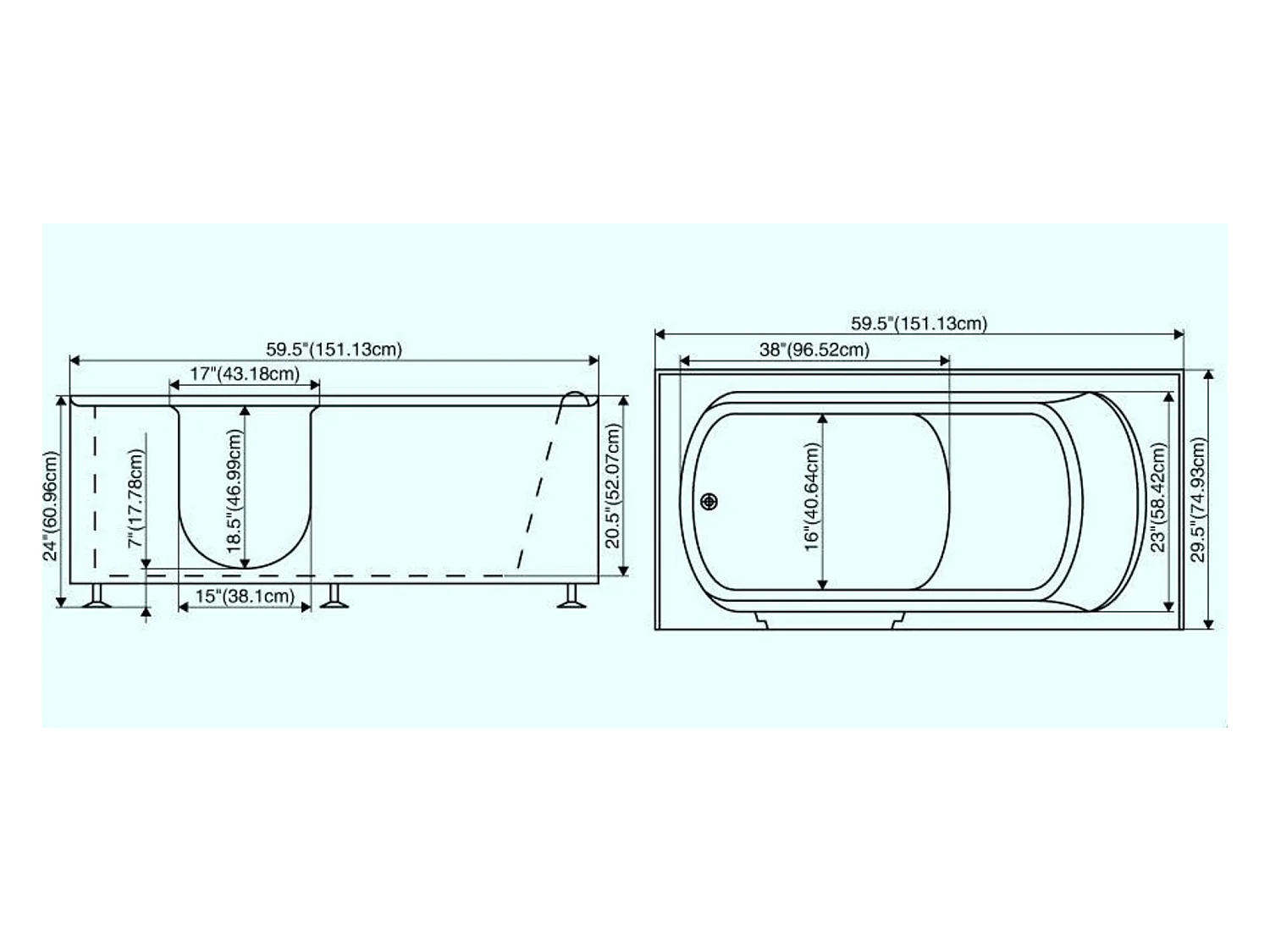 Baignoire à porte KASTRAKI 151x75x61 cm droit ou gauche - Porte & Robinetterie: droit