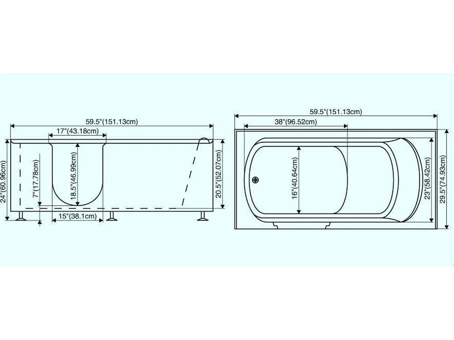 Baignoire à porte KASTRAKI 151x75x61 cm droit ou gauche - Porte & Robinetterie: droit