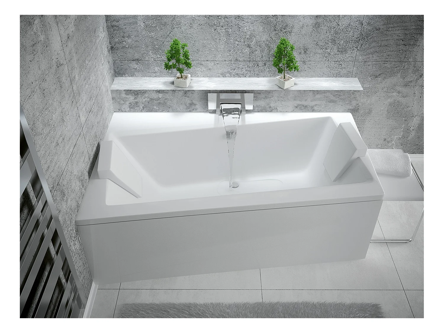 Baignoire angle gauche ZIANIGI avec tablier - Dimensions: 160cm