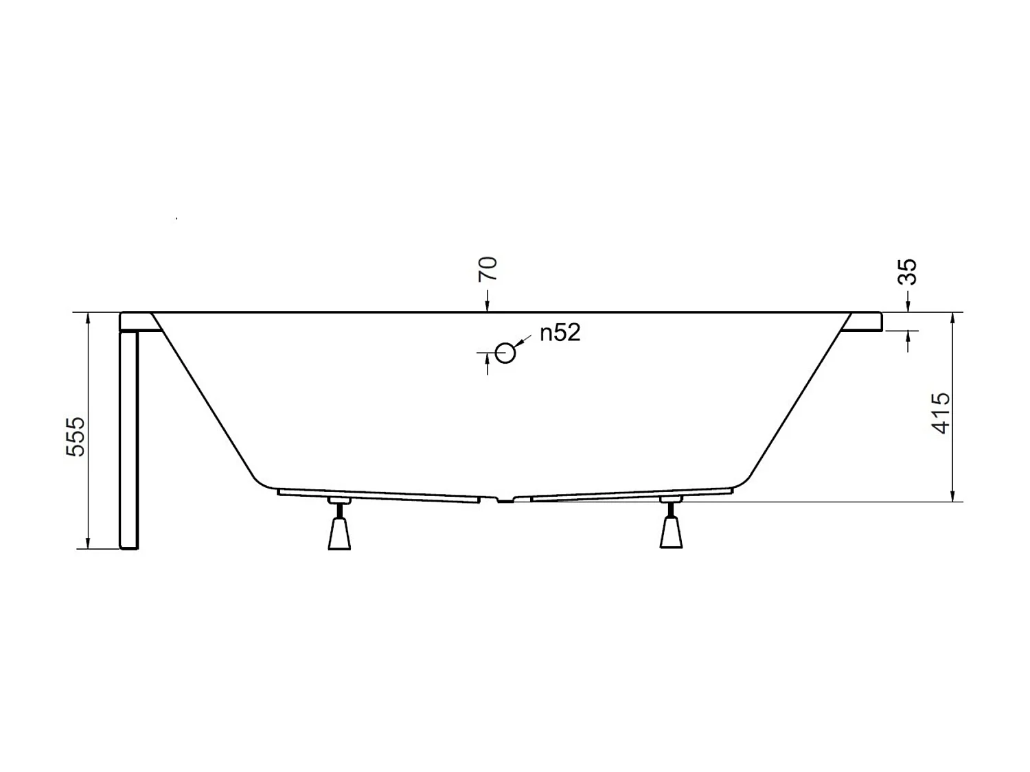 Baignoire angle gauche ZIANIGI avec tablier - Dimensions: 160cm