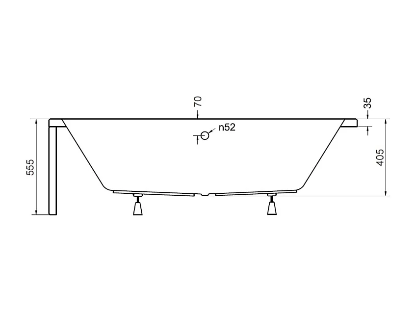Baignoire angle gauche ZIANIGI avec tablier - Dimensions: 160cm
