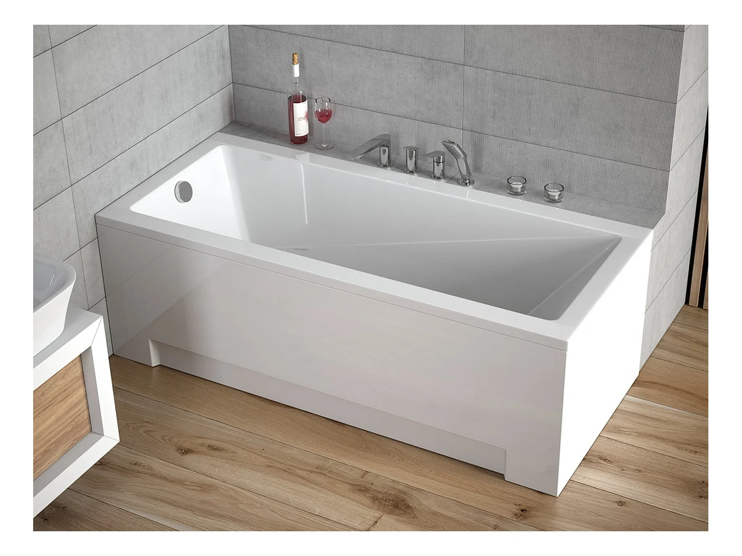 Baignoire MODERN 170 x 70 cm - Tablier & armature: avec tablier