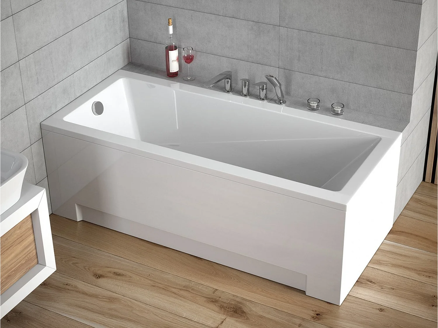 Baignoire MODERN 170 x 70 cm - Tablier & armature: avec tablier